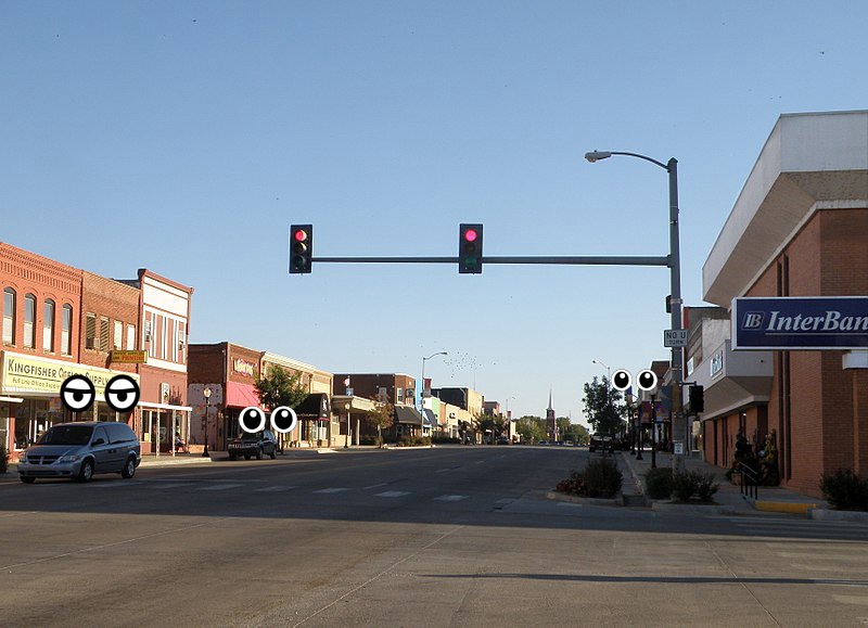 Street light, Building, Building, Building