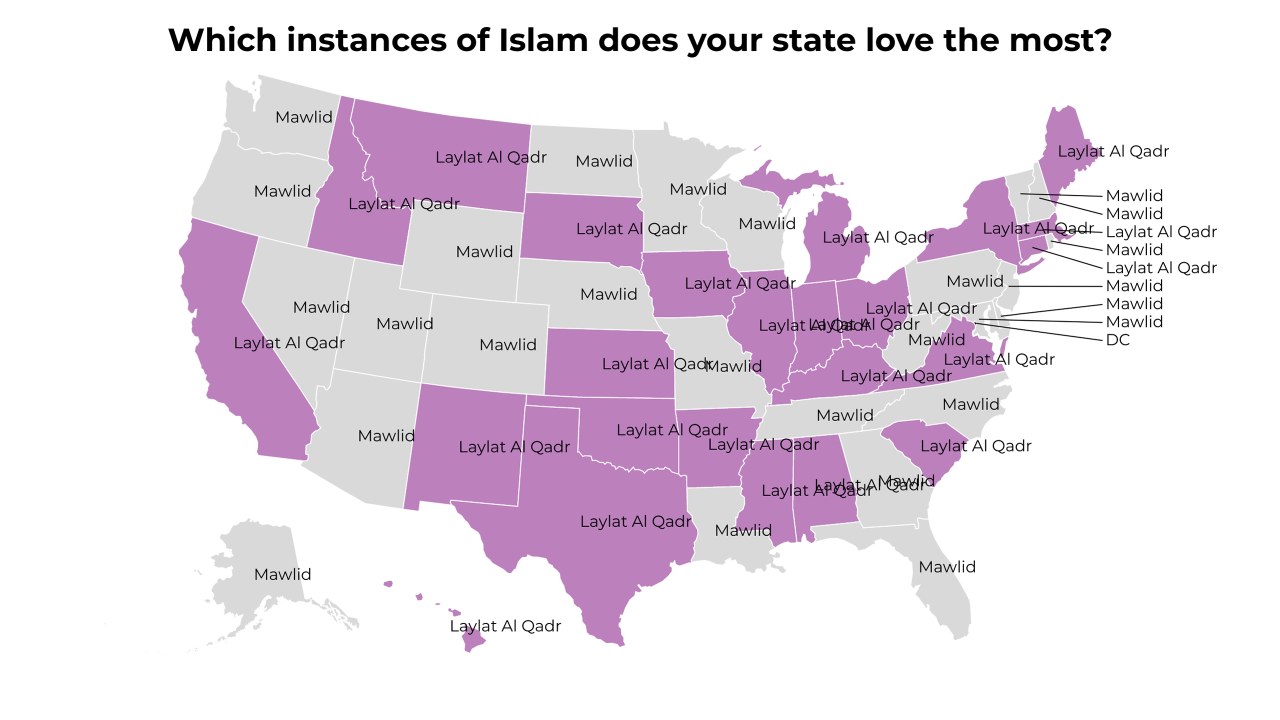 instances of Islam map