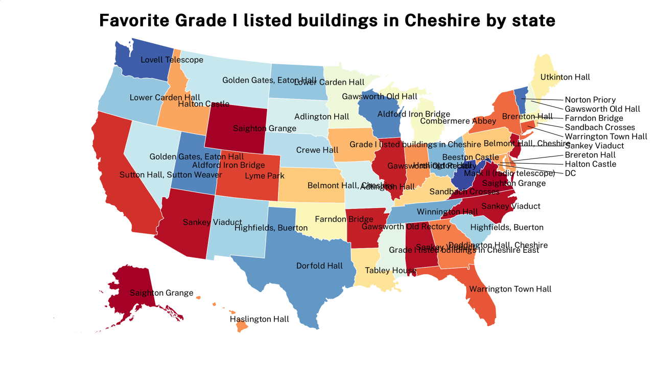 Grade I listed buildings in Cheshire map