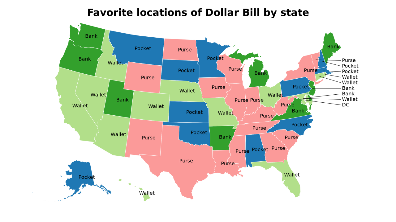 locations of Dollar Bill map