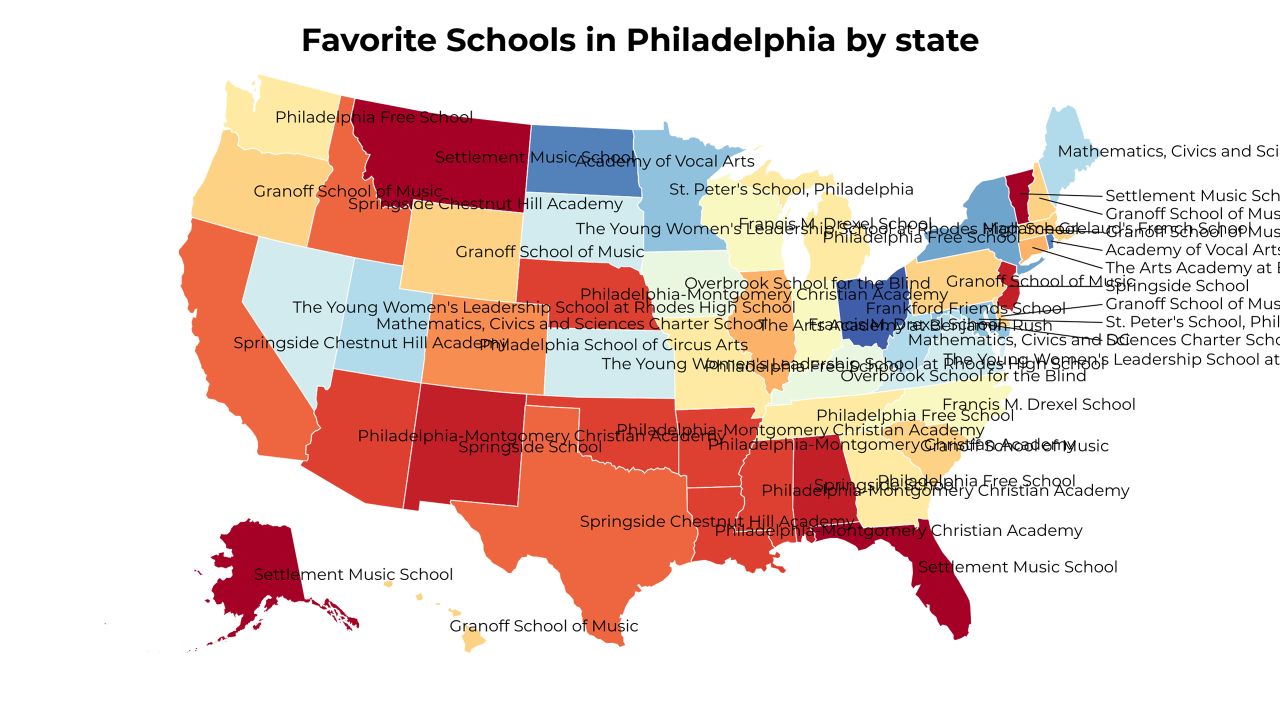 Schools in Philadelphia map