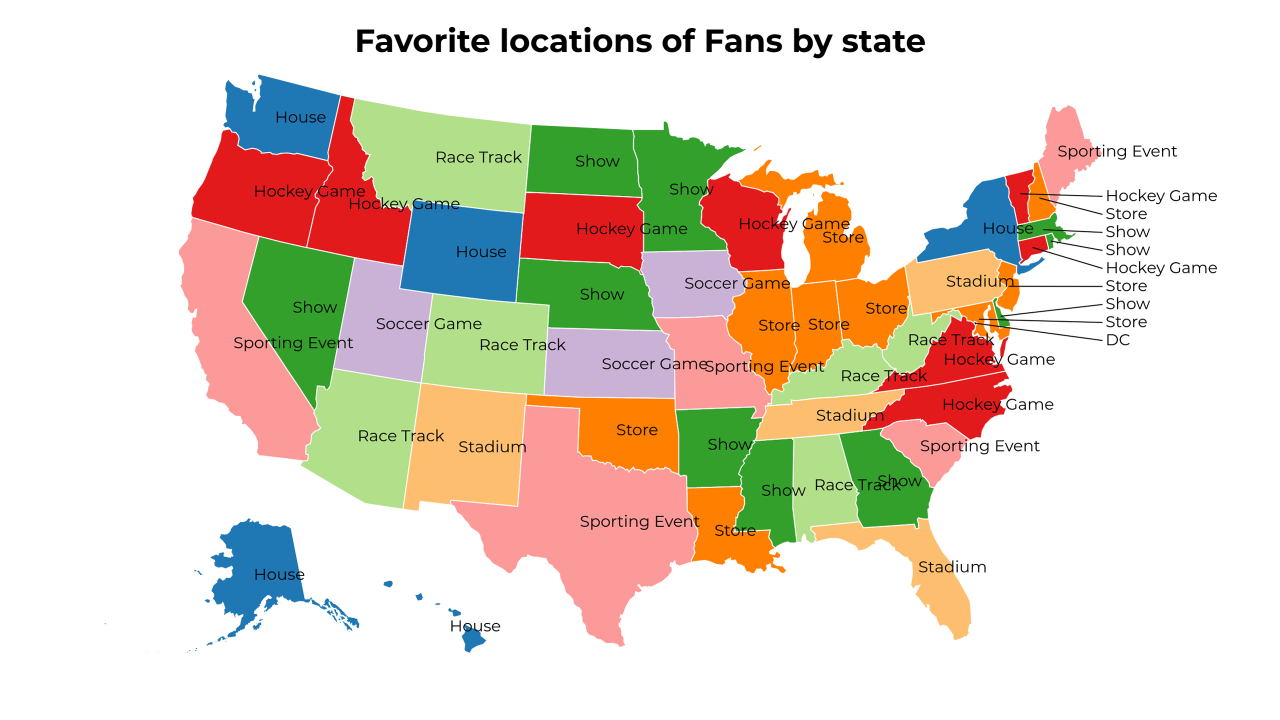 locations of Fans map