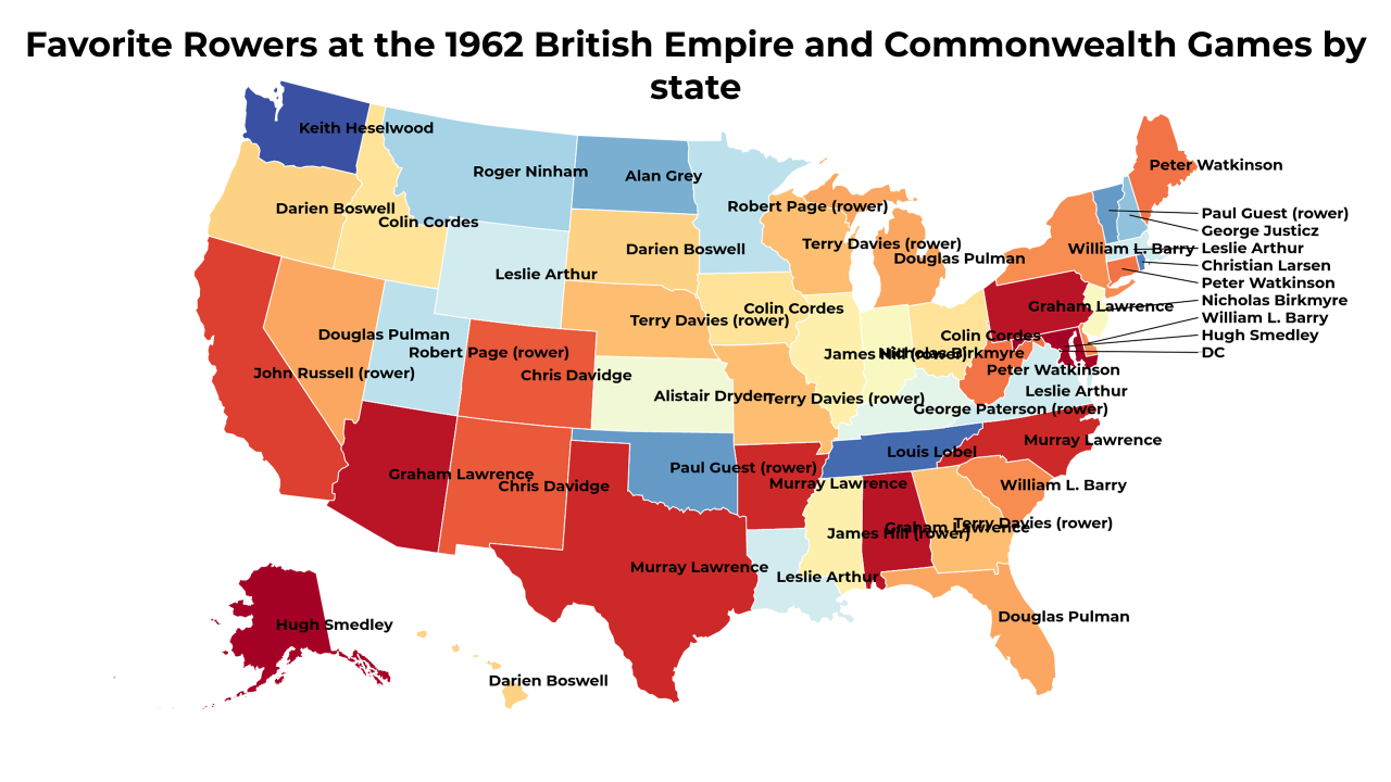 Rowers at the 1962 British Empire and Commonwealth Games map