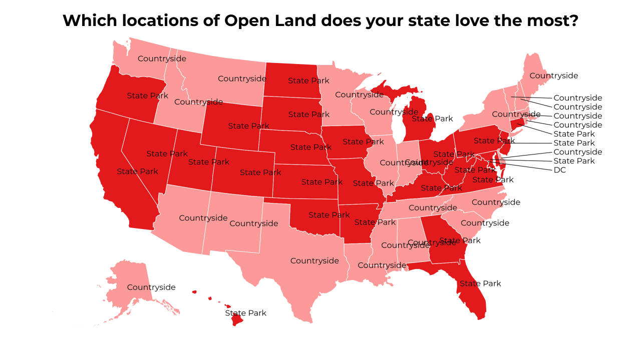 locations of Open Land map