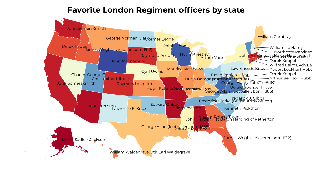 London Regiment officers map