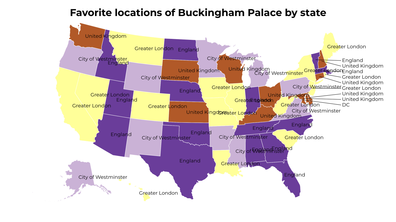 locations of Buckingham Palace map