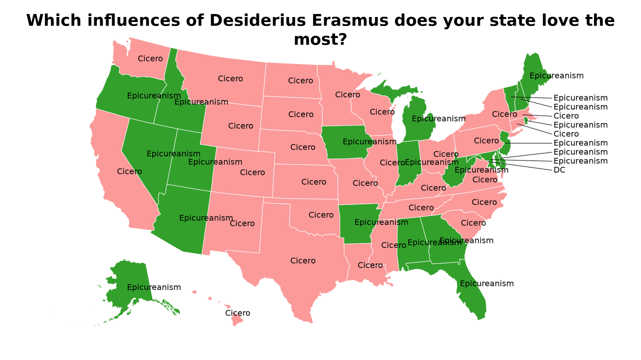 influences of Desiderius Erasmus map