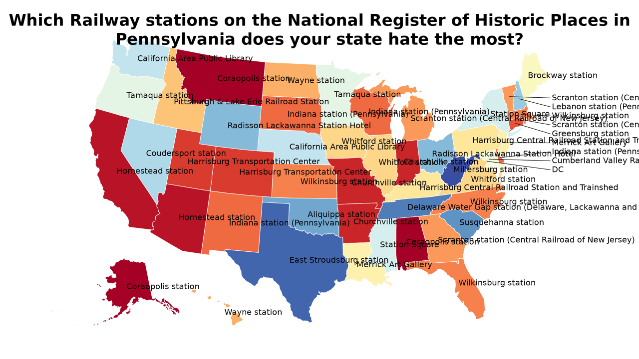Railway stations on the National Register of Historic Places in Pennsylvania map