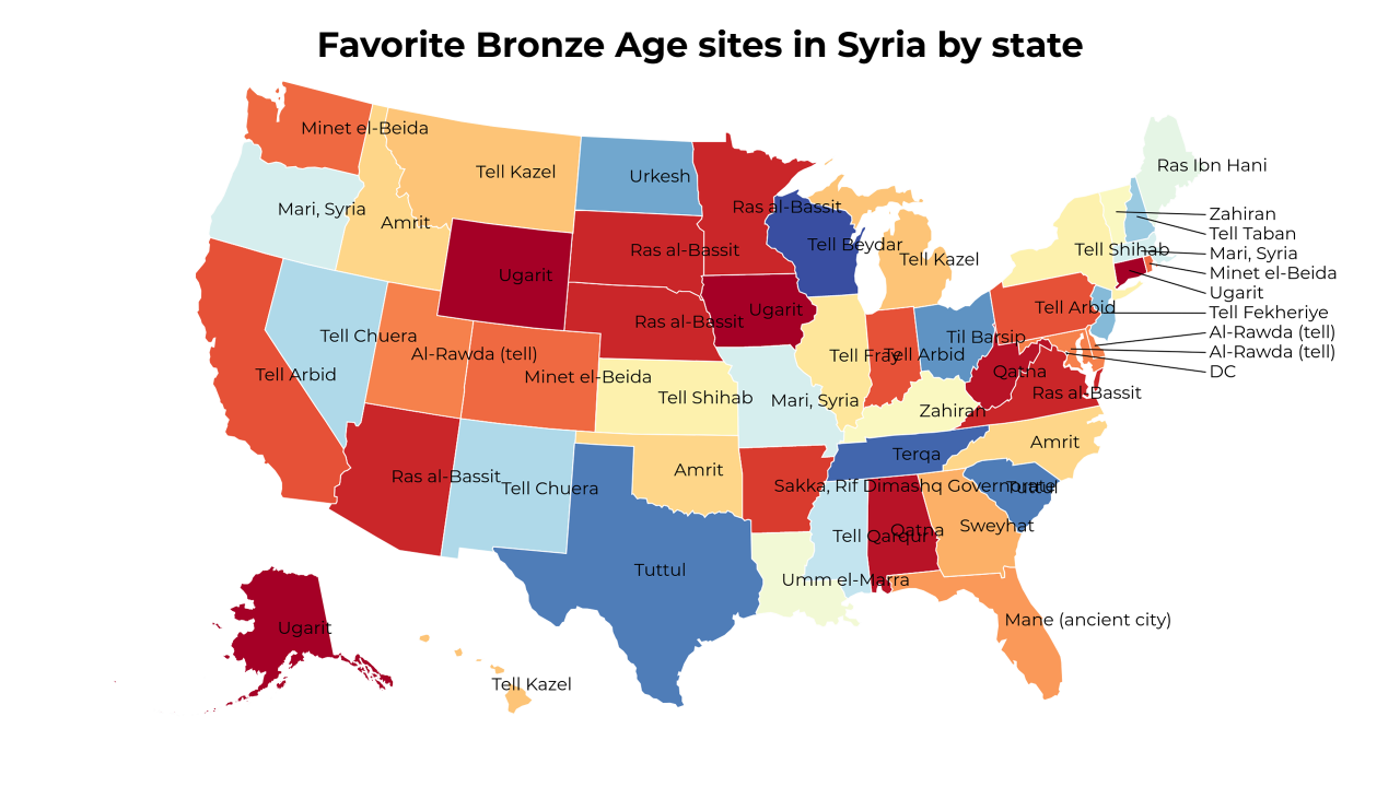 Bronze Age sites in Syria map