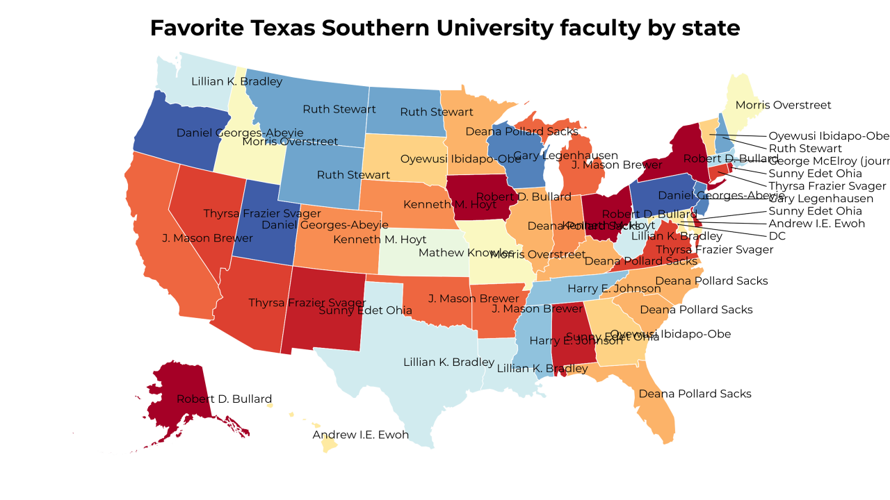 Texas Southern University faculty map