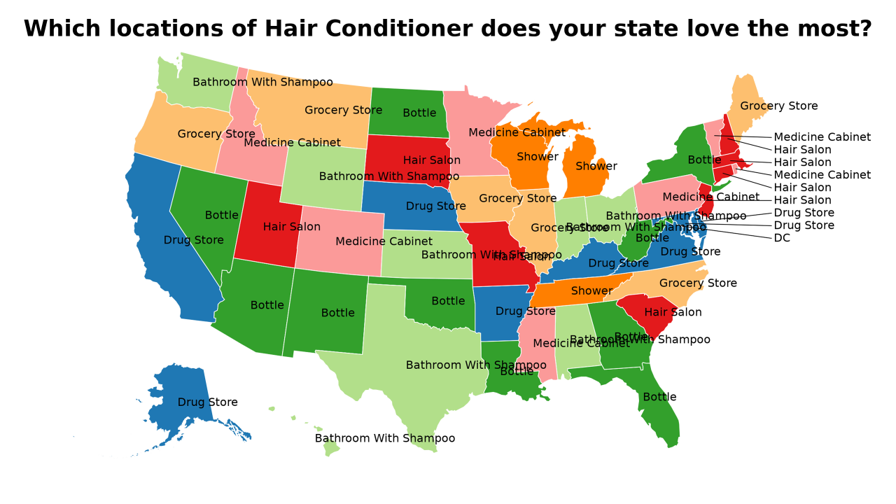 locations of Hair Conditioner map