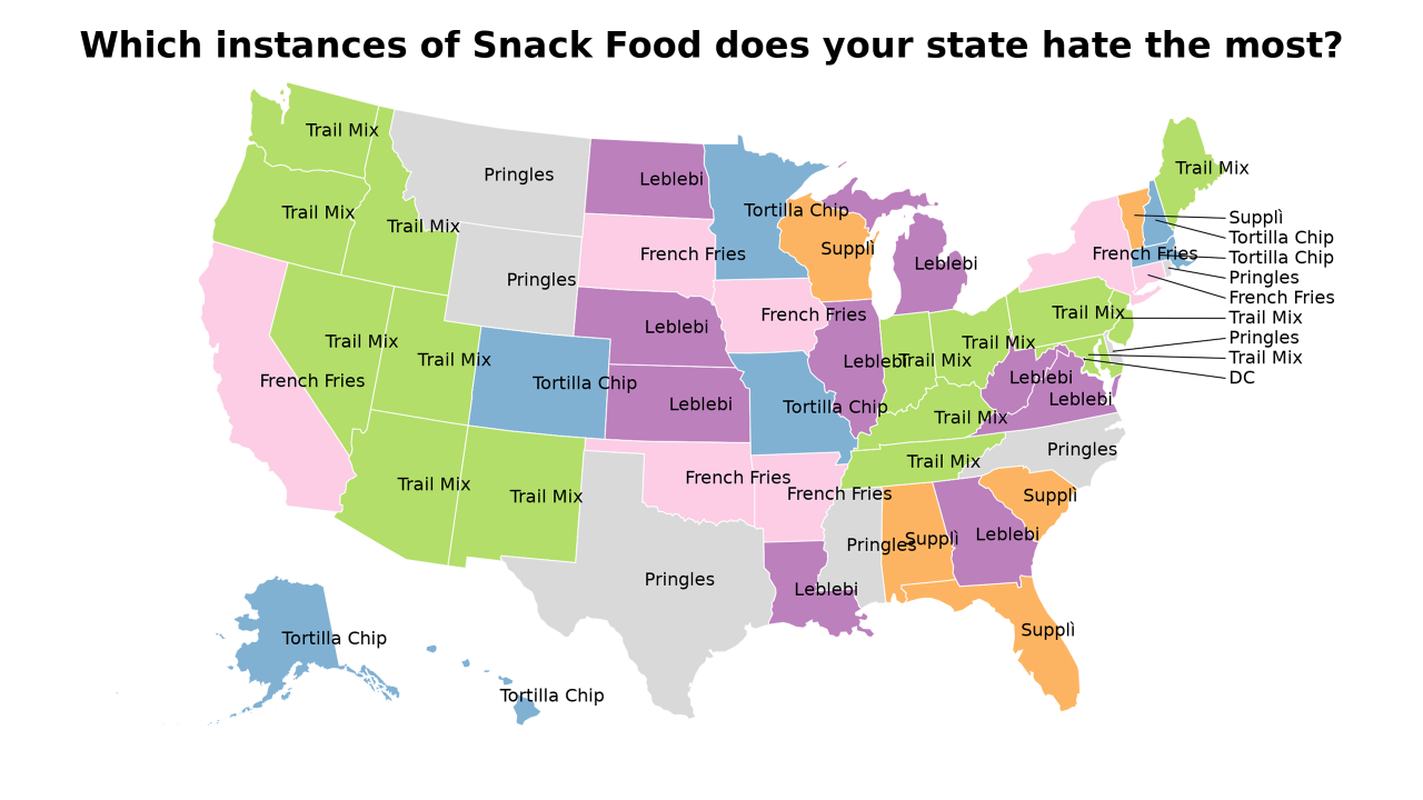 instances of Snack Food map