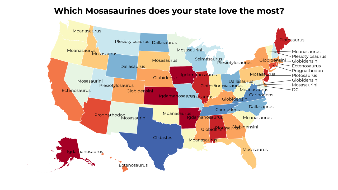 Mosasaurines map