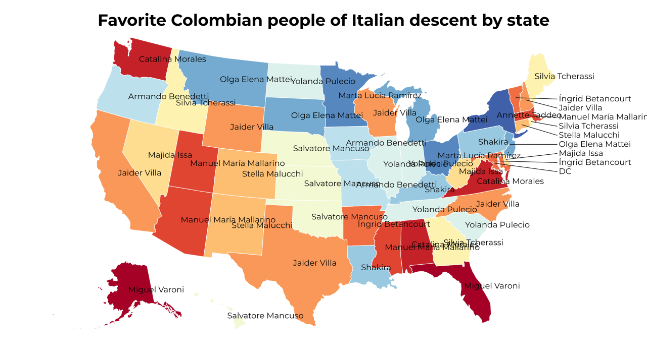 Colombian people of Italian descent map
