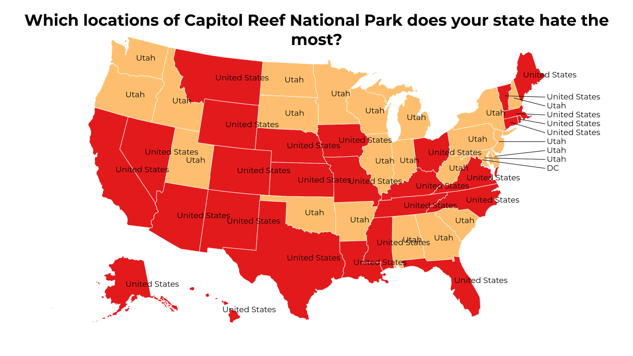 locations of Capitol Reef National Park map