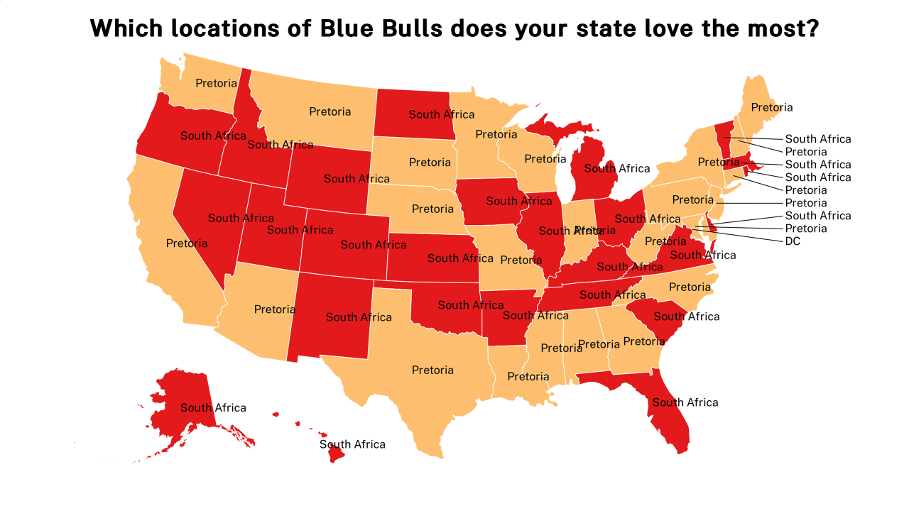 locations of Blue Bulls map