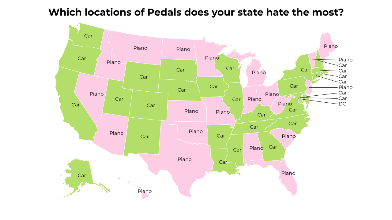 locations of Pedals map