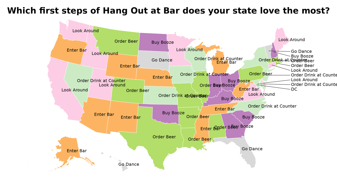 first steps of Hang Out at Bar map