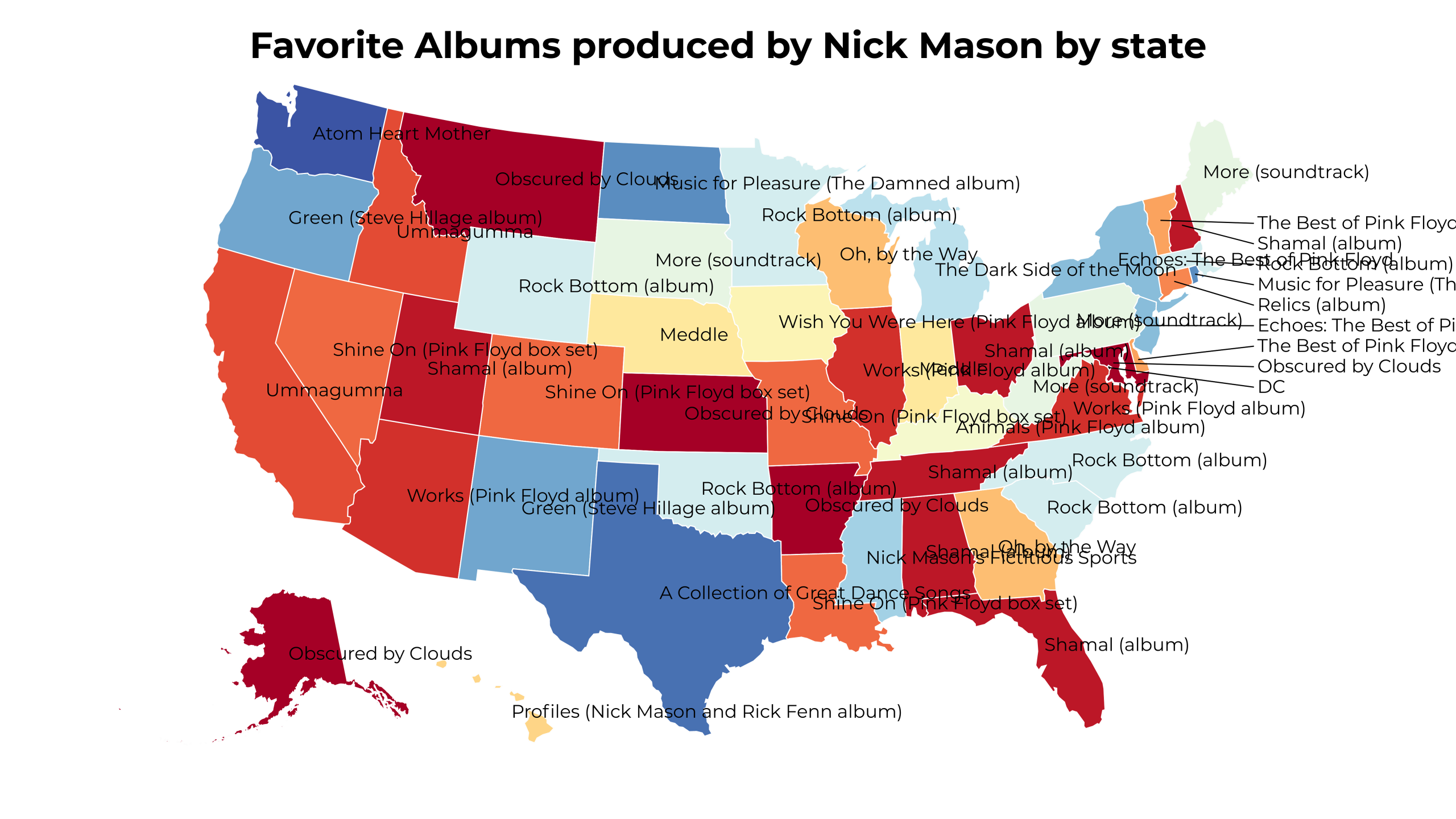 Albums produced by Nick Mason map