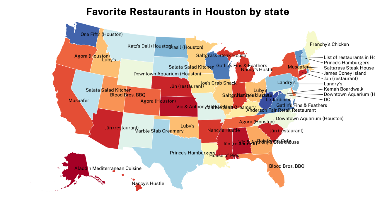 Restaurants in Houston map