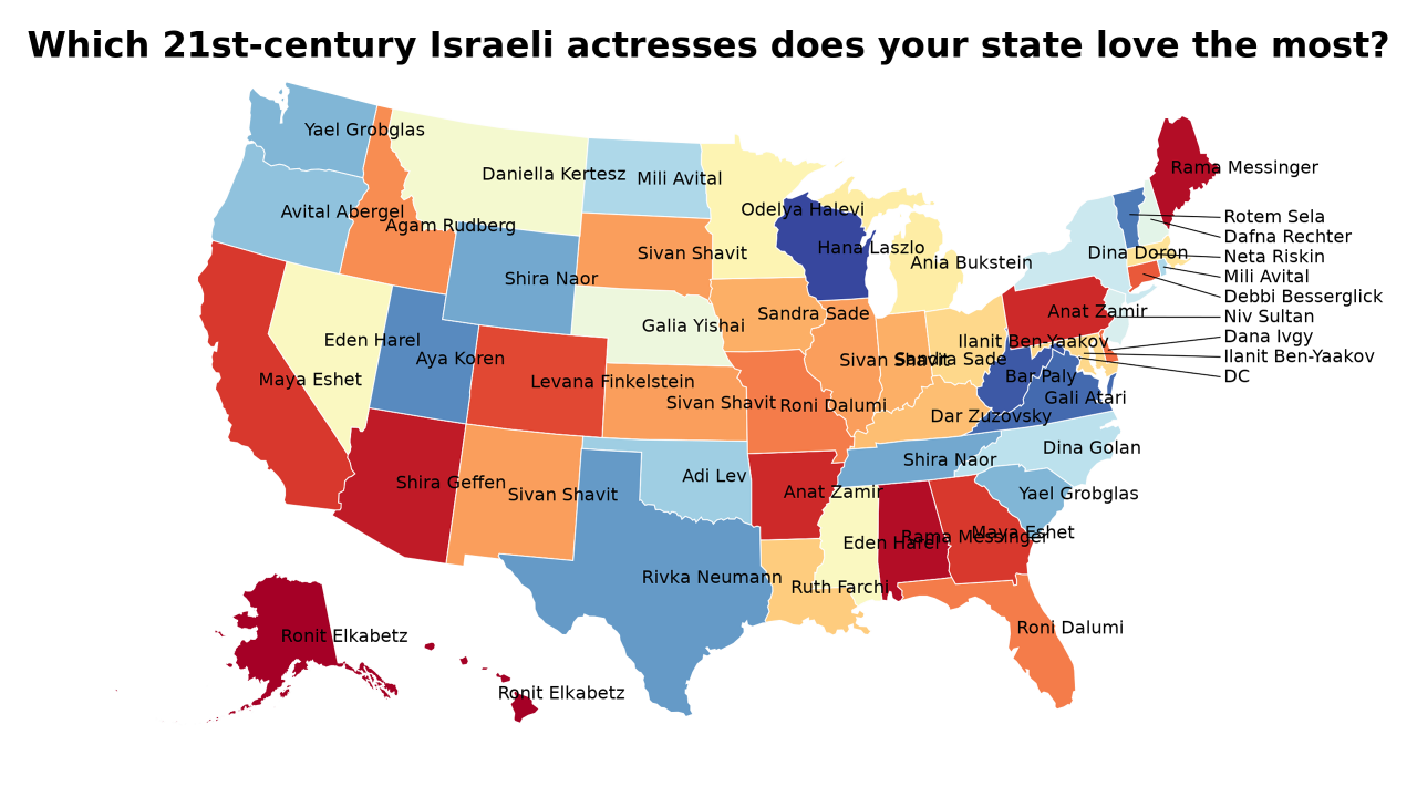 21st-century Israeli actresses map