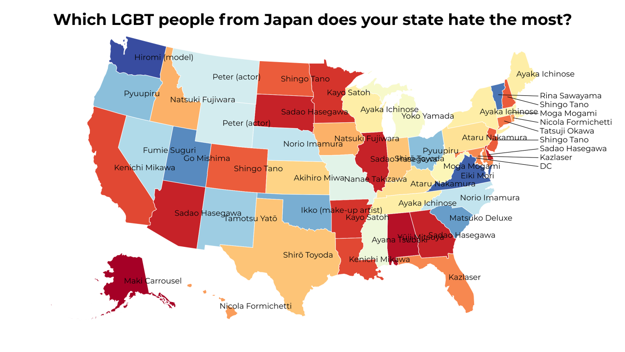 LGBT people from Japan map