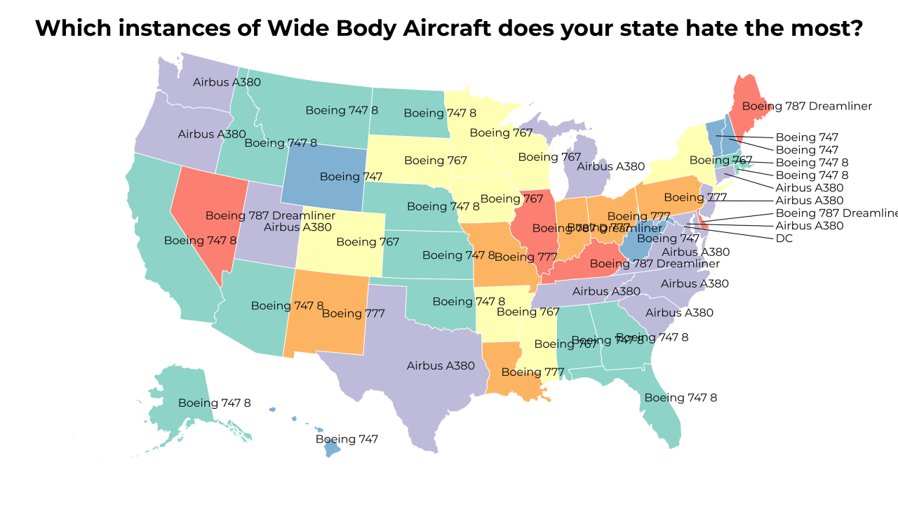 instances of Wide Body Aircraft map