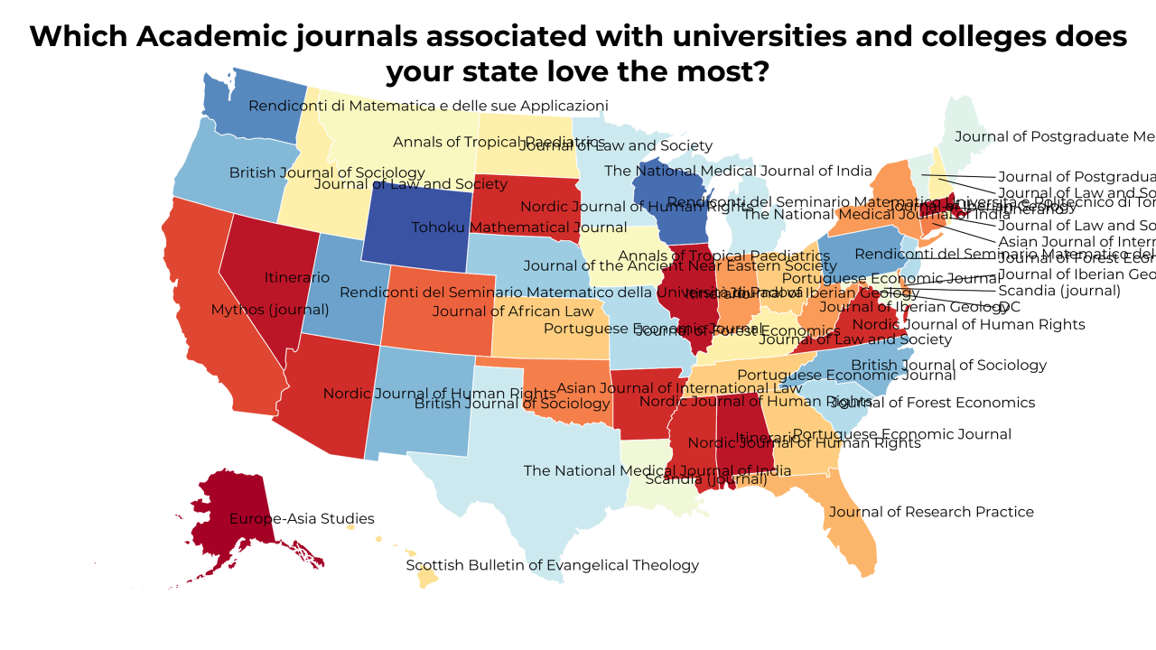 Academic journals associated with universities and colleges map