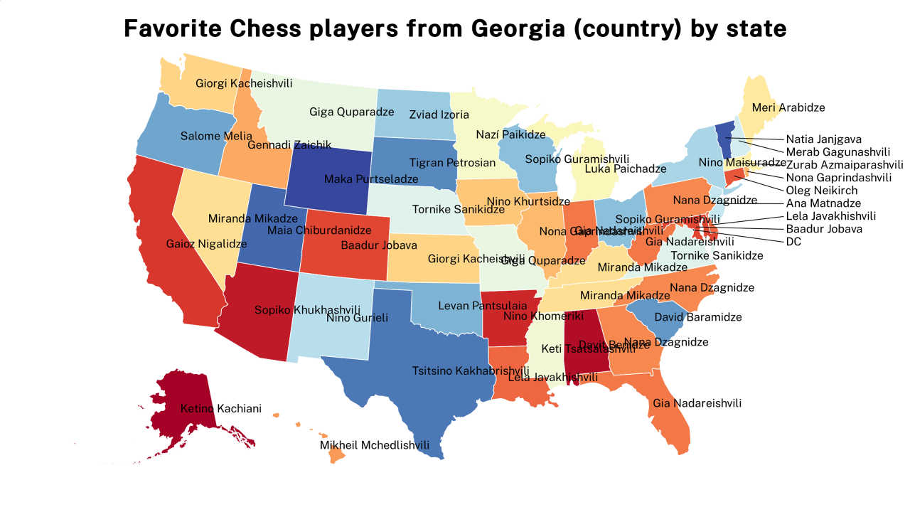 Chess players from Georgia (country) map