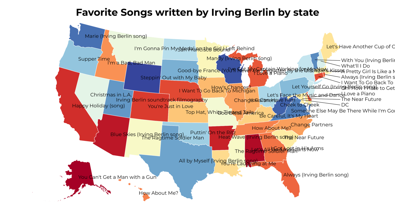 Songs written by Irving Berlin map