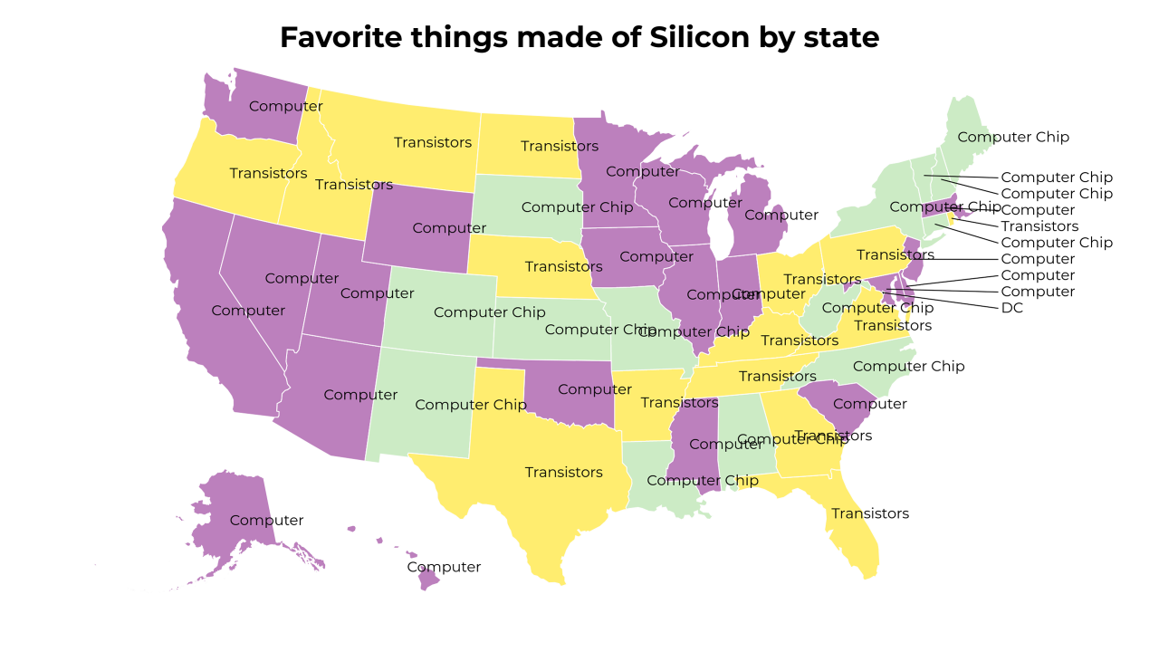 things made of Silicon map