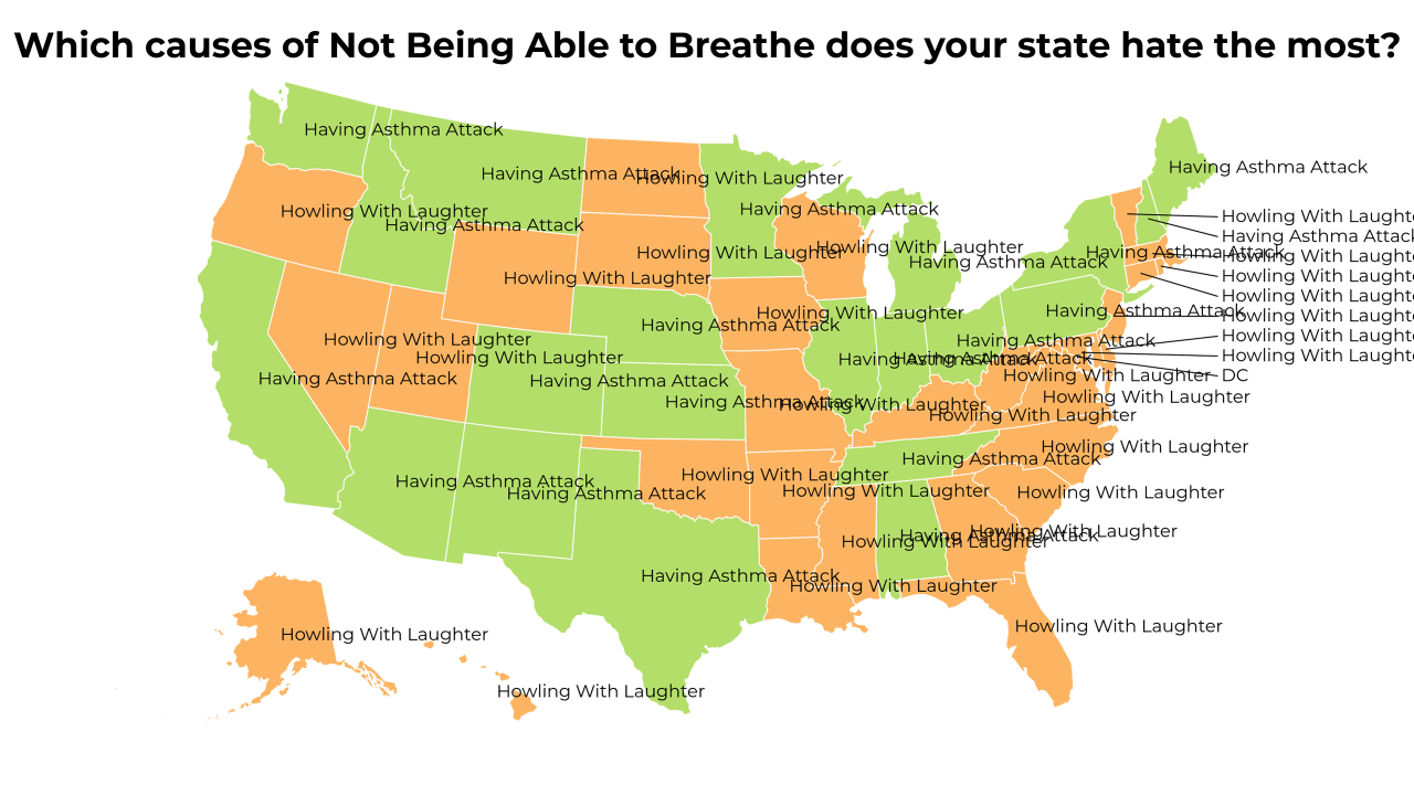 causes of Not Being Able to Breathe map