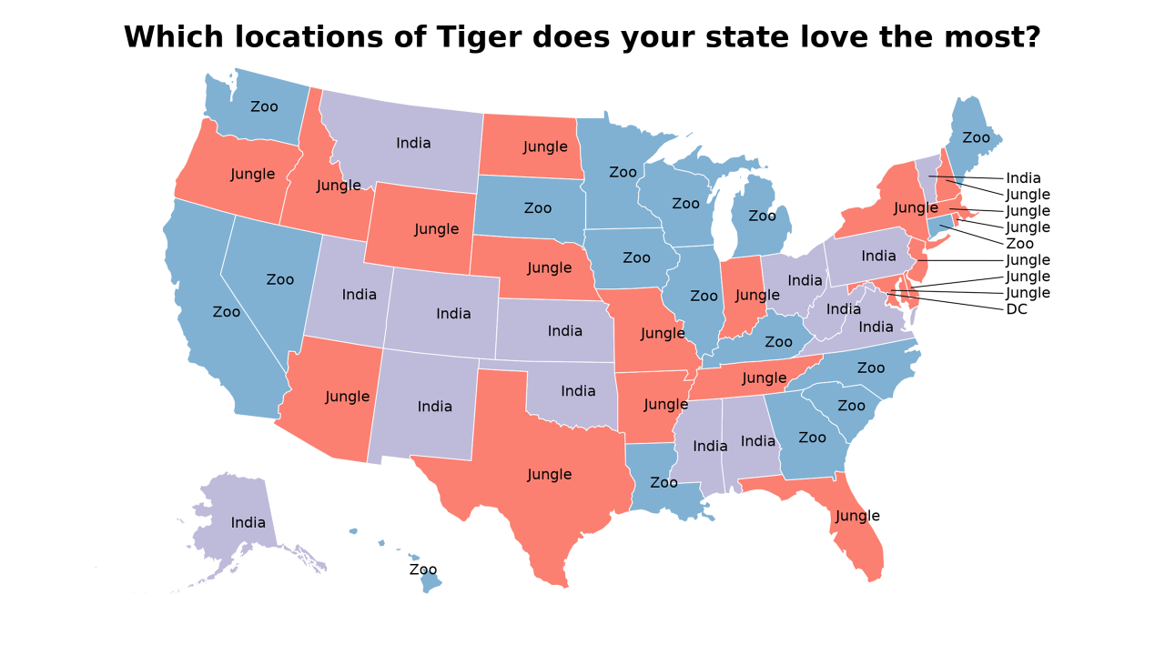 locations of Tiger map