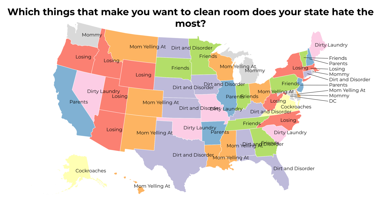 things that make you want to clean room map