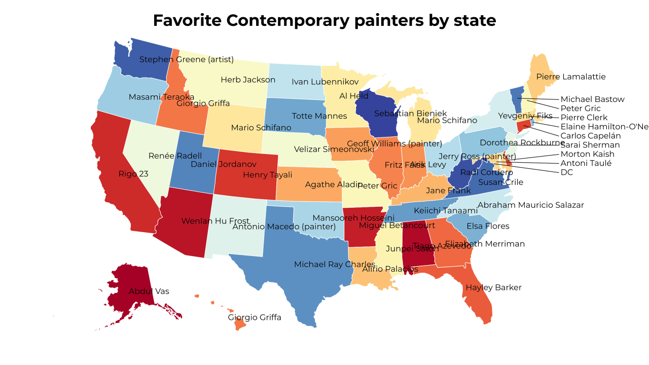 Contemporary painters map