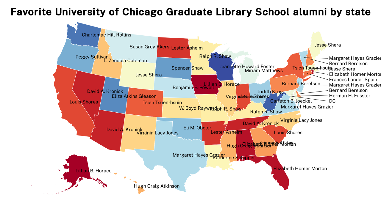 University of Chicago Graduate Library School alumni map