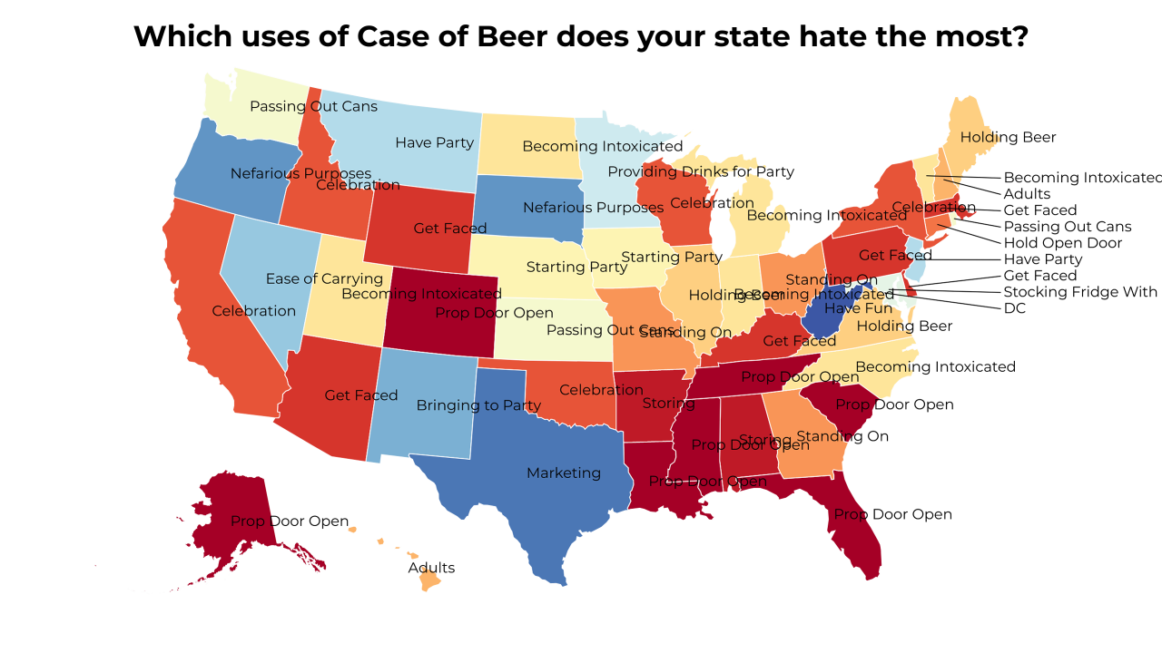 uses of Case of Beer map
