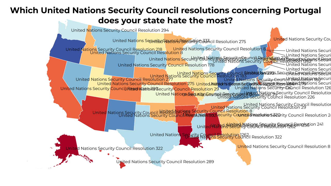 United Nations Security Council resolutions concerning Portugal map