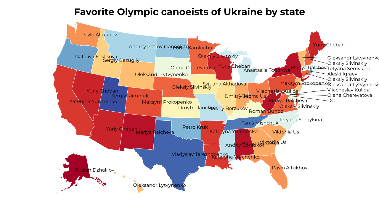 Olympic canoeists of Ukraine map