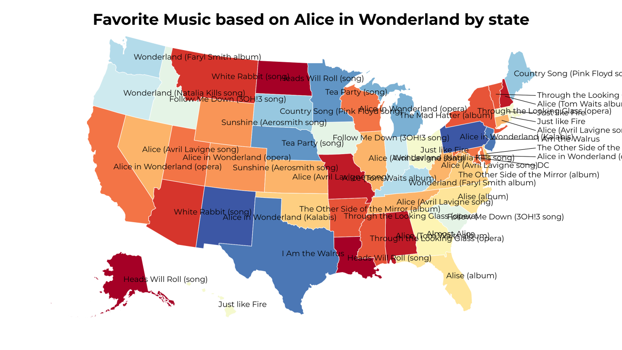 Music based on Alice in Wonderland map