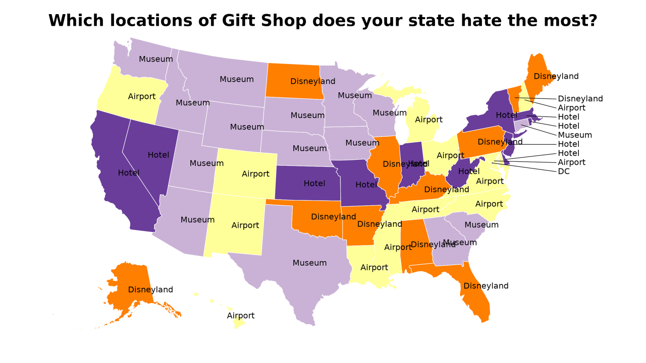 locations of Gift Shop map