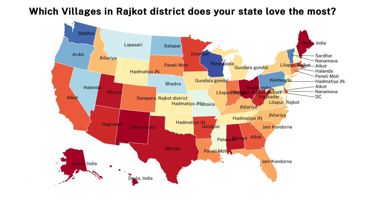 Villages in Rajkot district map