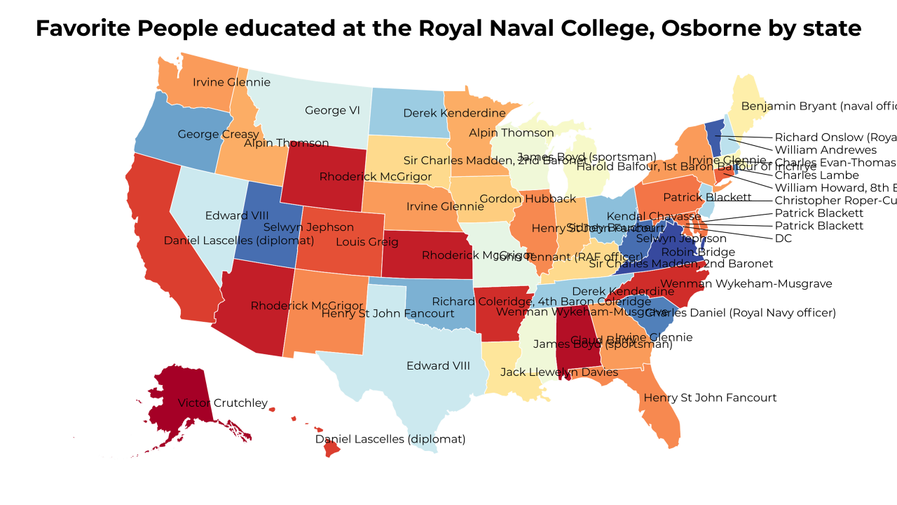 People educated at the Royal Naval College, Osborne map