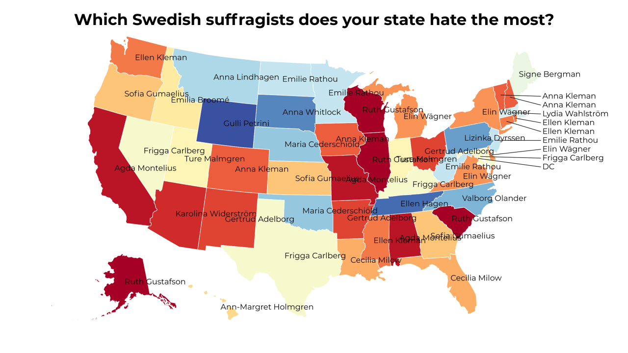 Swedish suffragists map