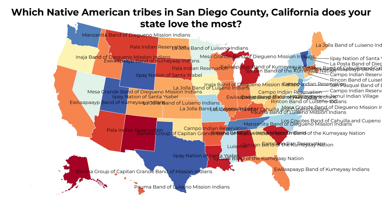 Native American tribes in San Diego County, California map