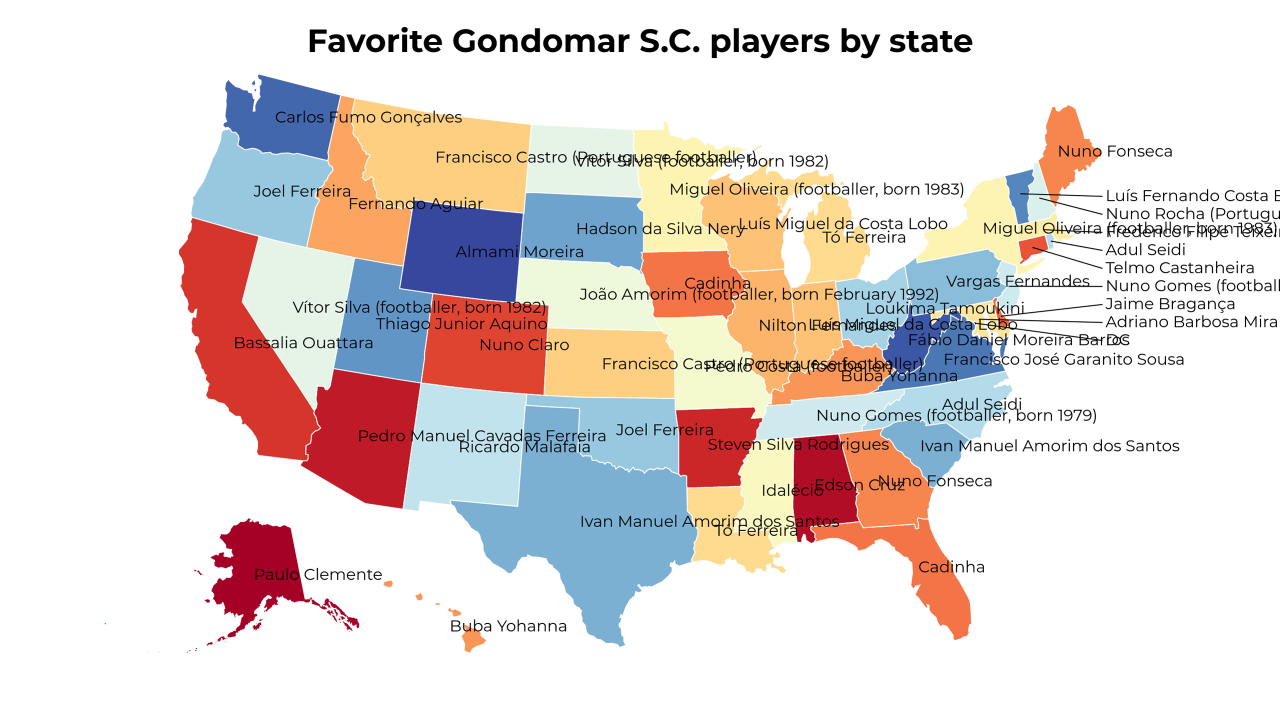 Gondomar S.C. players map