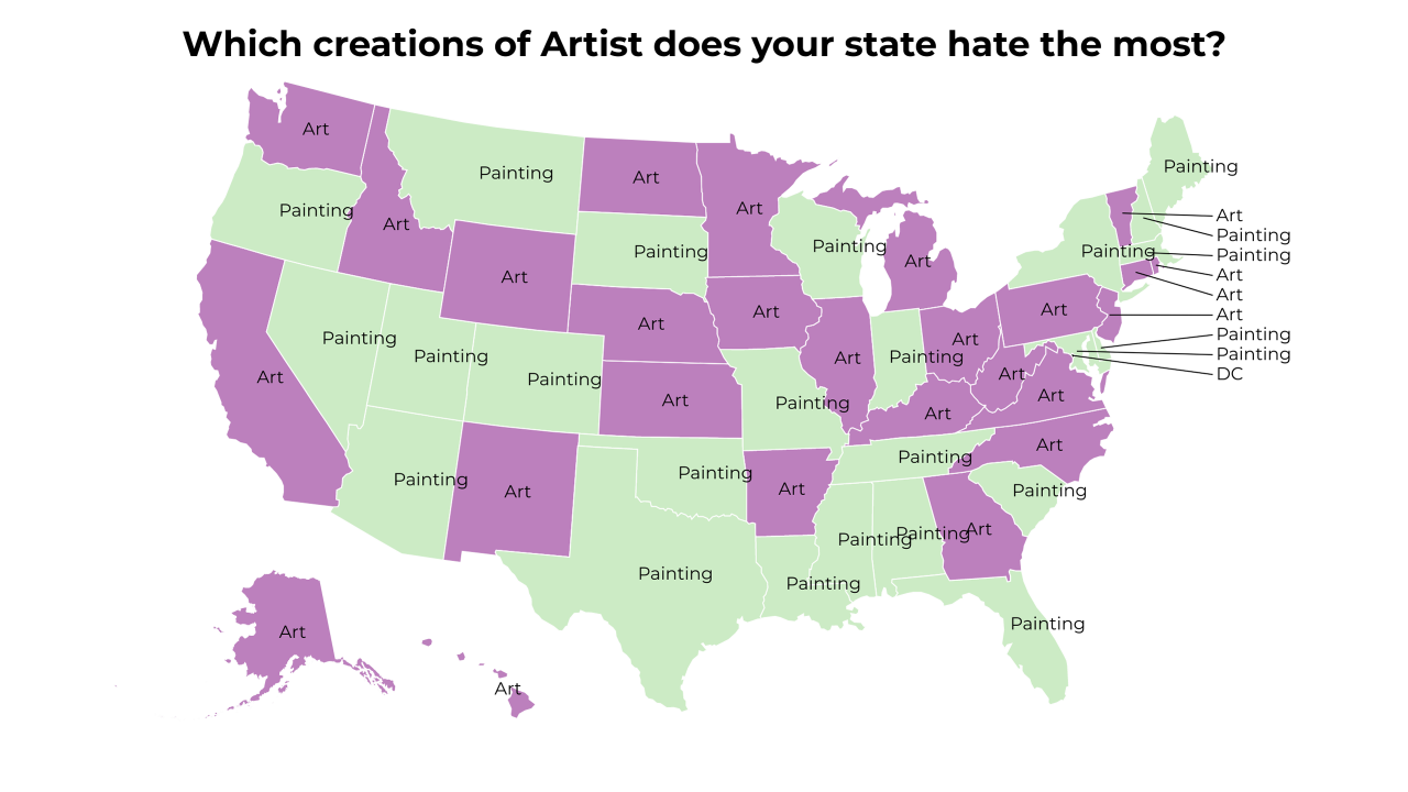 creations of Artist map