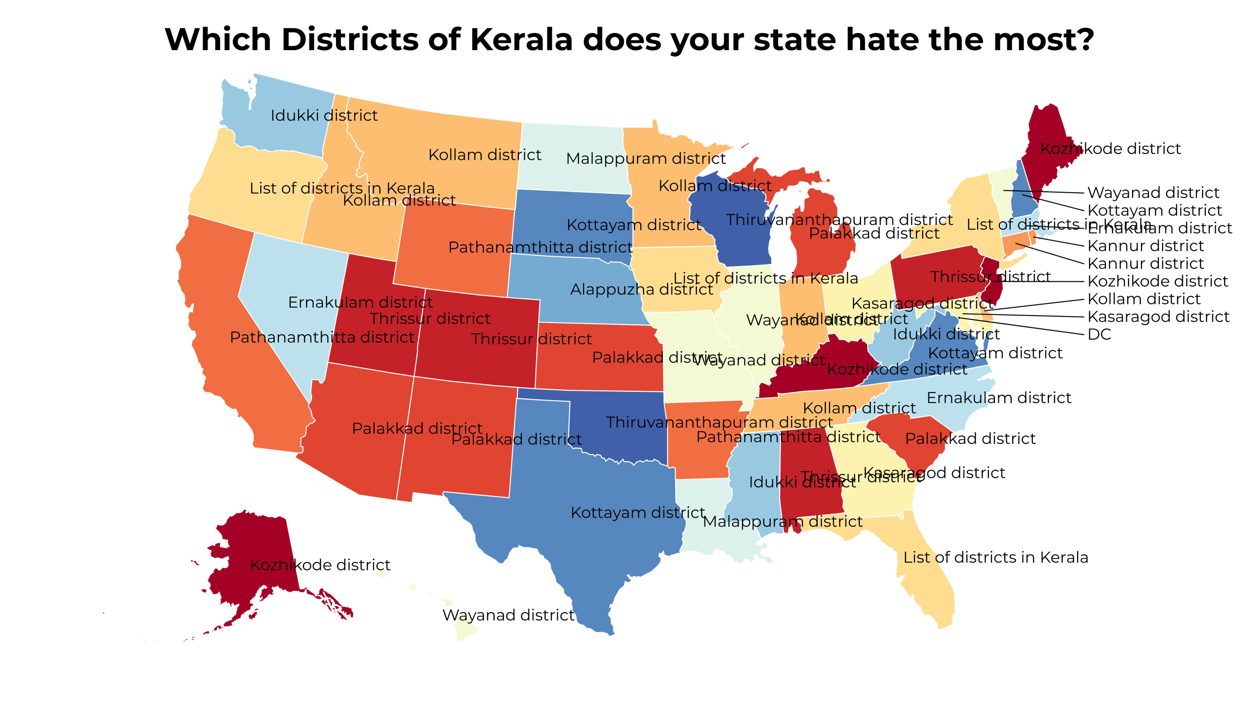 Districts of Kerala map