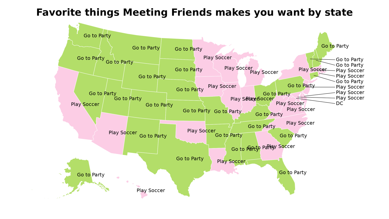 things Meeting Friends makes you want map
