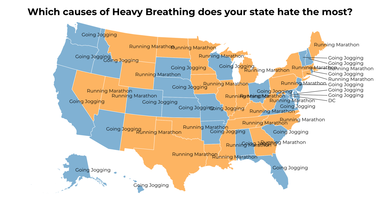 causes of Heavy Breathing map